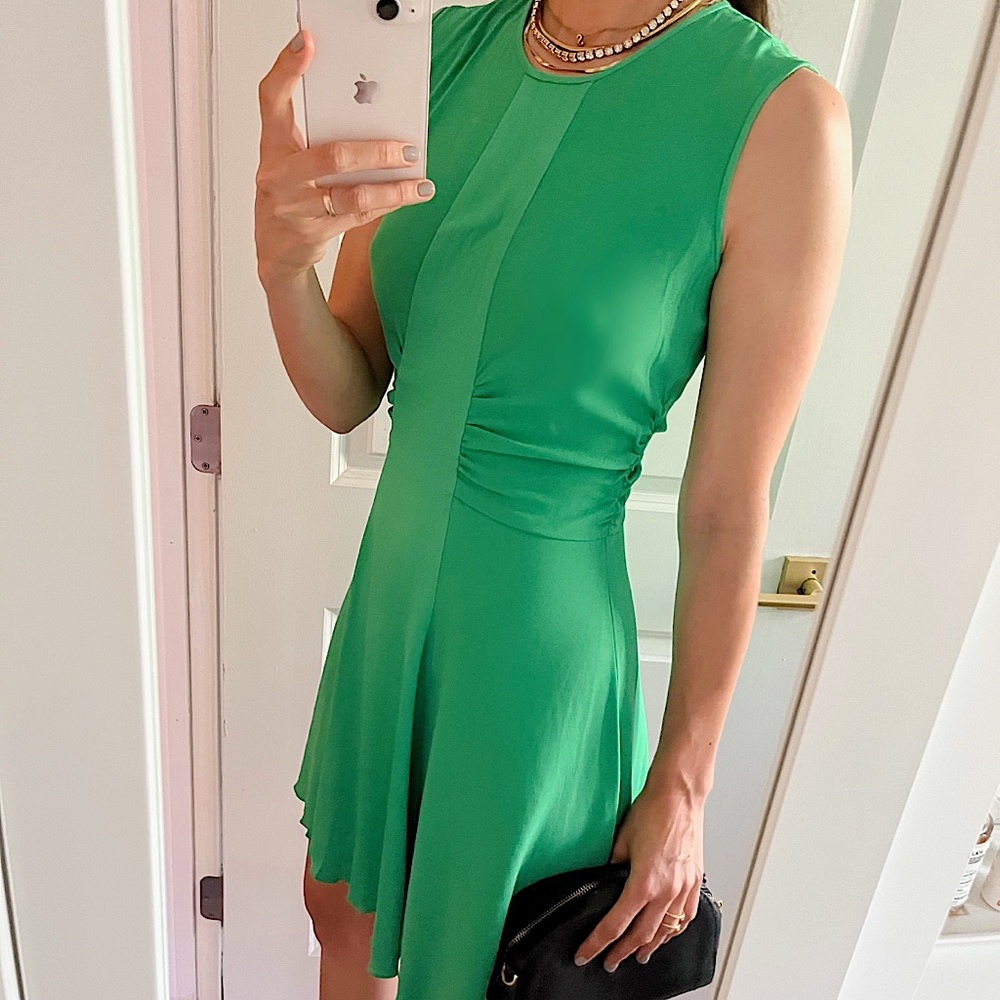Sandro Green Crew Neck Sleeveless Dress